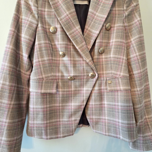 Mos Mosh Beliz Fara Double Breasted Feminine Blazer Vintage Rose Check Size XS. - Picture 7 of 15